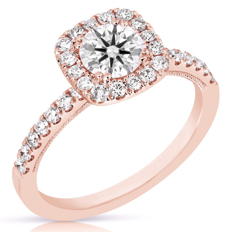 3/4 CT CENTER ROUND CUSHION HALO DIAMOND ENGAGEMENT RING CRBC.70-R