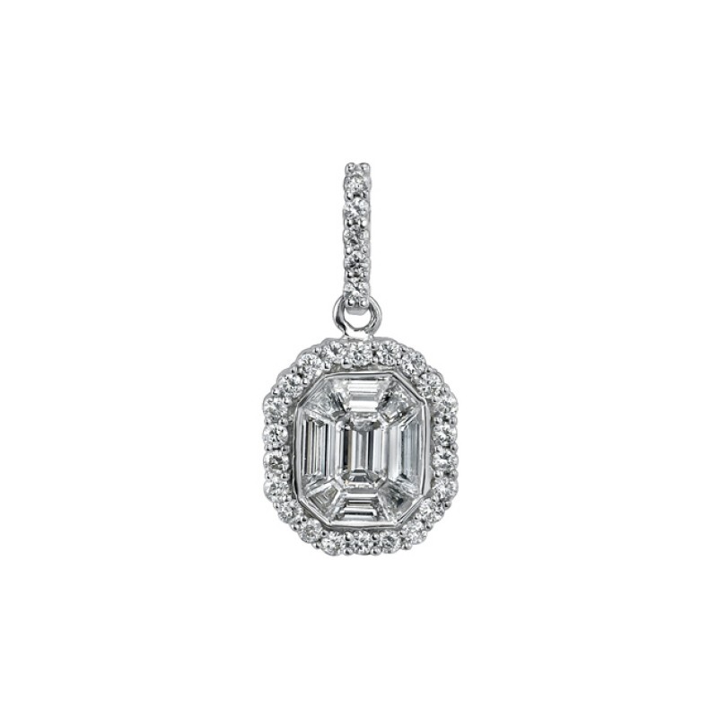 14k White Gold Diamond Mosaic Center Pendant
