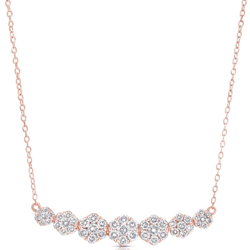 GRADUATED 7 STONE FLOWER CLUSTER 1.00 TCW NECKLACE FCNA.100-R