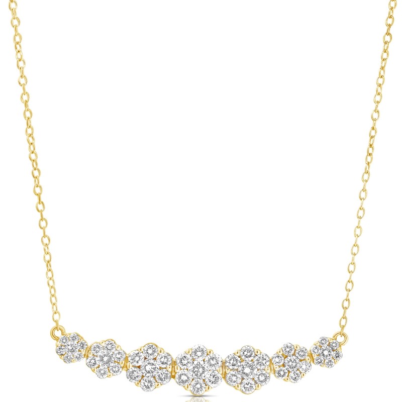 GRADUATED 7 STONE FLOWER CLUSTER 1.00 TCW NECKLACE FCNA.100-Y
