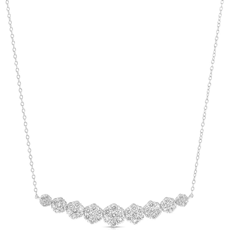 GRADUATED 9 STONE FLOWER CLUSTER 1.50 TCW NECKLACE FCNA.150-W
