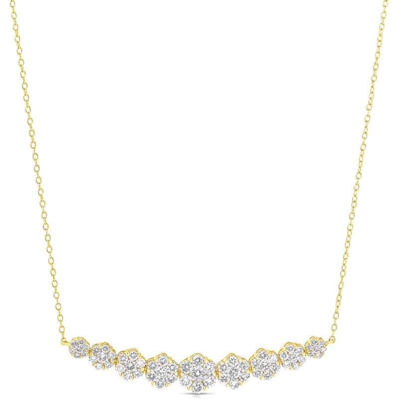 GRADUATED 9 STONE FLOWER CLUSTER 1.50 TCW NECKLACE FCNA.150-Y
