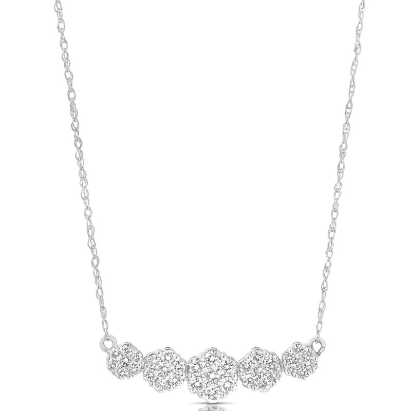 GRADUATED 5 STONE FLOWER CLUSTER .50TCW NECKLACE FCNA.50-W