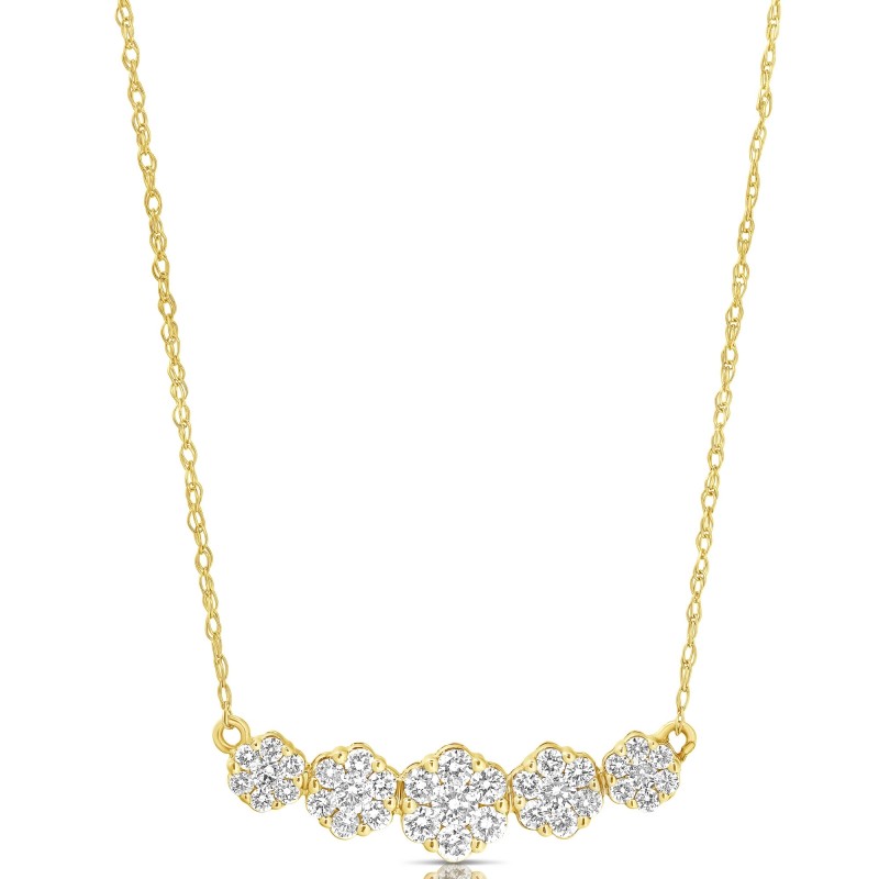 GRADUATED 5 STONE FLOWER CLUSTER .50TCW NECKLACE FCNA.50-Y