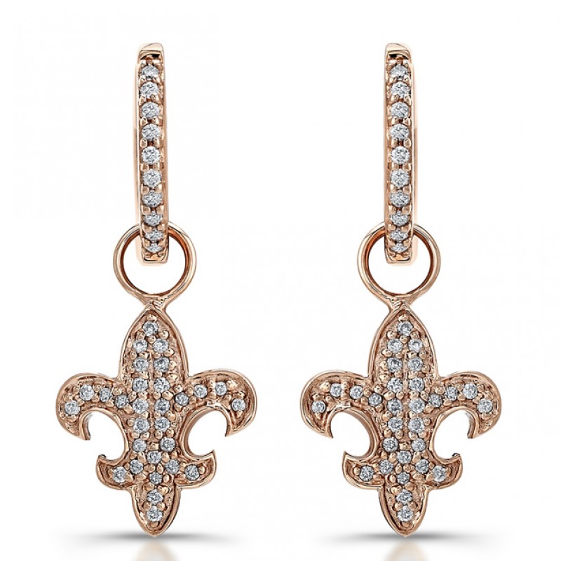 14k Rose Gold Fleur De Lys Earrings