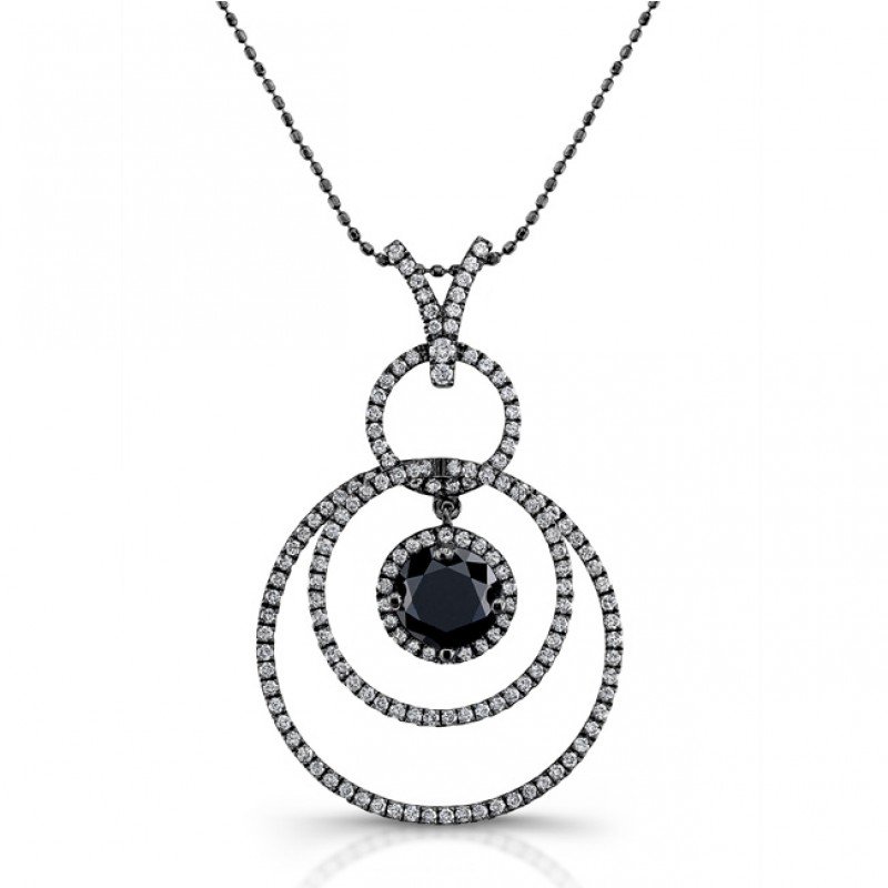 14k Black Gold Diamond Circle Of Life Pendant