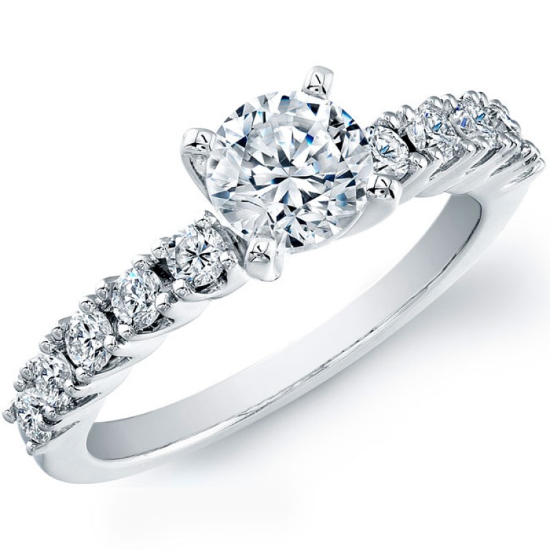 14k White Gold Classic Diamond Prong Semi Mount