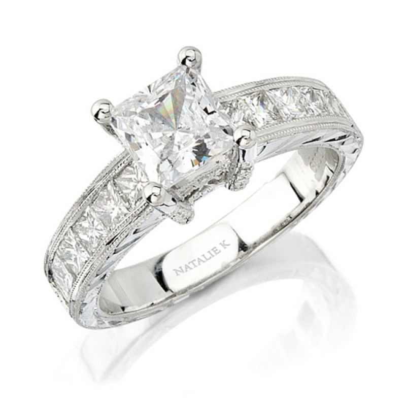 14k White Gold Princess Cut Diamond Engagement Ring NK10349-W