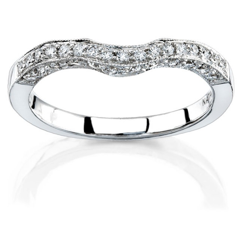14k White Gold Pear Shaped Three Stone Diamond Wedding Band NK11513WED-W