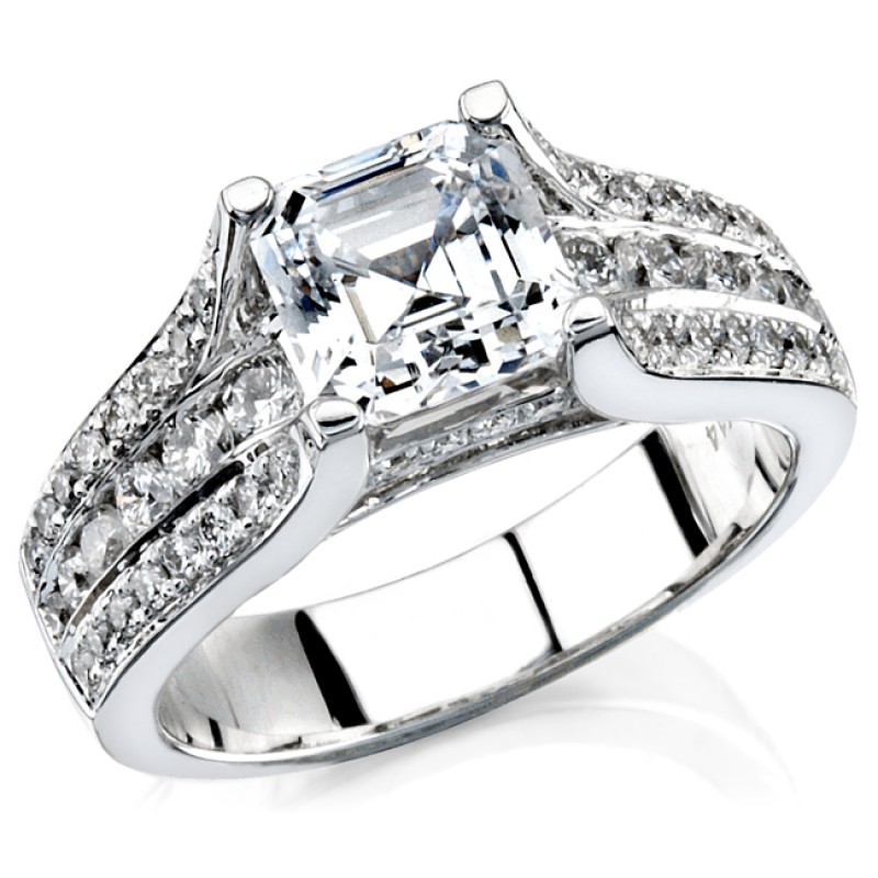 14k White Gold Diamond Pave Channel Engagement Semi NK12077-W