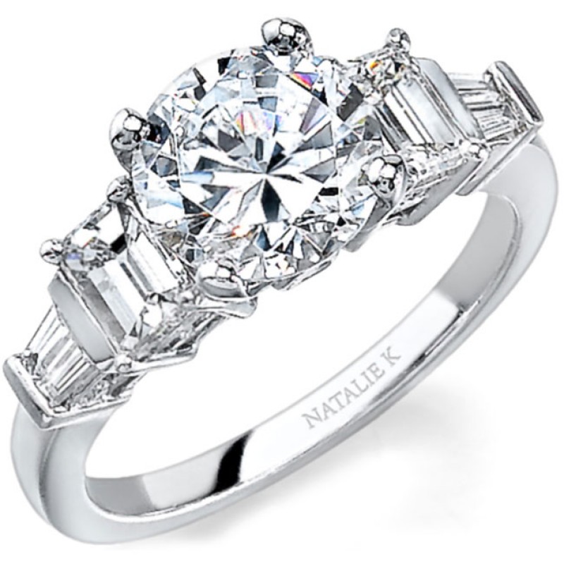 14k White Gold Channel Baguette Emerald Cut Diamond Semi Mount NK12171-W