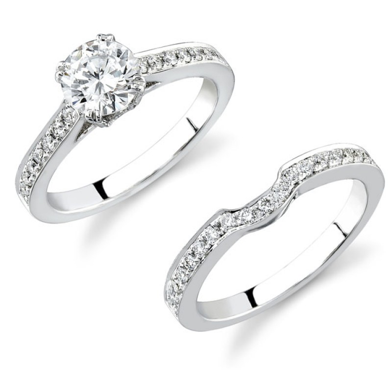 14k White Gold Elegant Pave Diamond Bridal Set NK12177WE-W