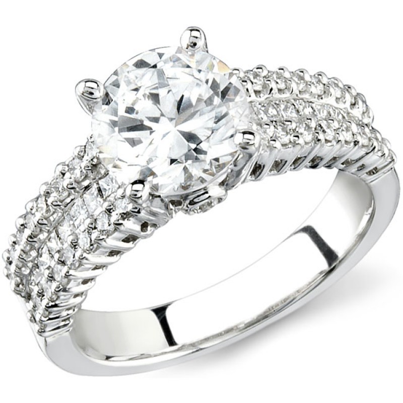 18k White Gold Prong Bezel and Channel Set Diamond Semi Mount