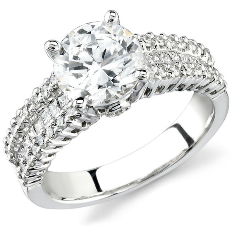 18k White Gold Princess Cut Diamond Engagement Semi Mount Ring NK12878ENG-W