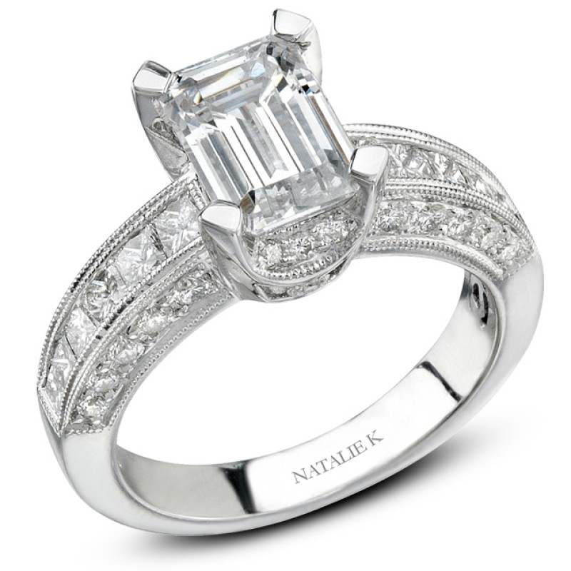 18k White Gold Pave Princess Cut Diamond Semi Mount NK12881-W