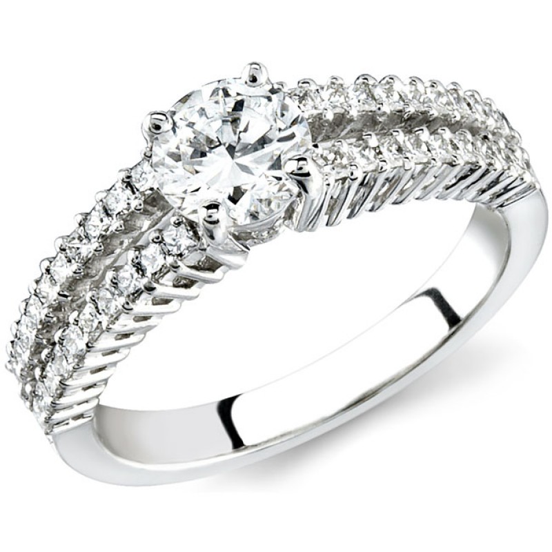18k White Gold Prong and Bezel Split Shank Diamond Semi Mount