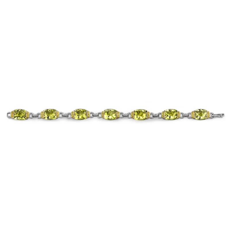 18k White and Yellow Gold Diamond, Lemon Quartz, and Yellow Sapphire Bracelet NK13423LQ-WY     