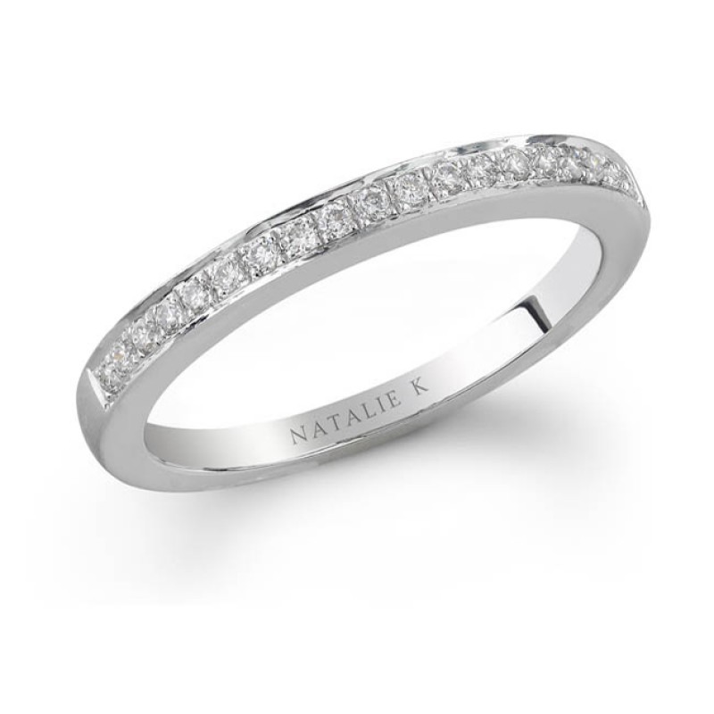 14k White Gold Pave Round Diamond Band