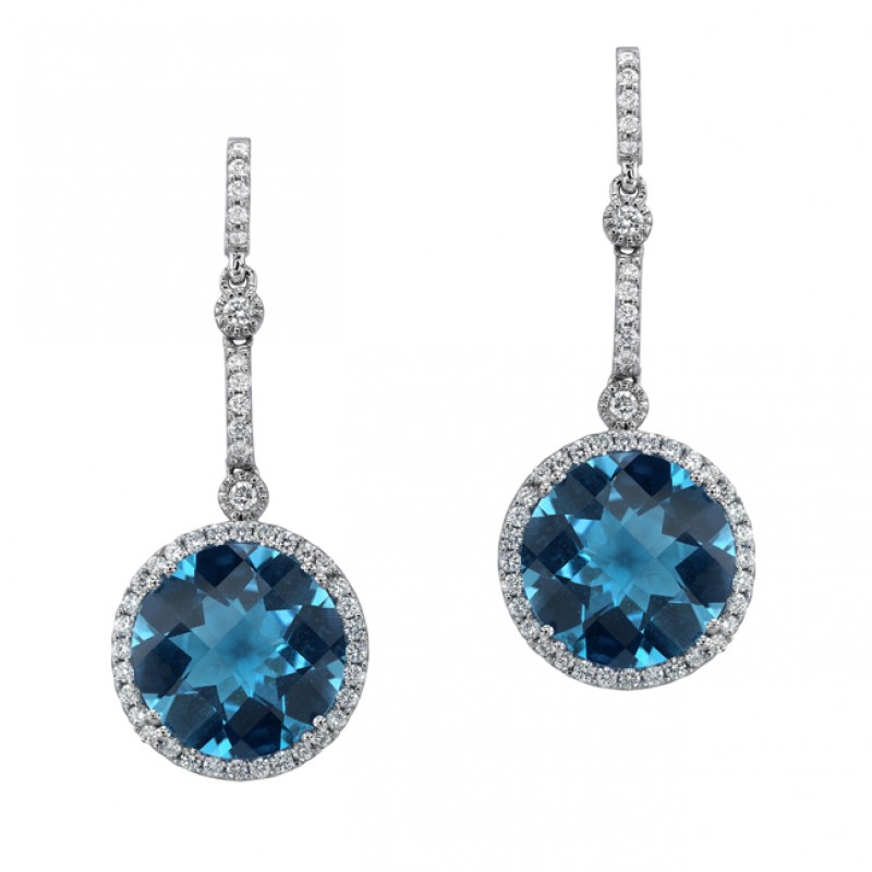 14k White Gold Blue Topaz Diamond Pendant - NK14057BTPZ-W