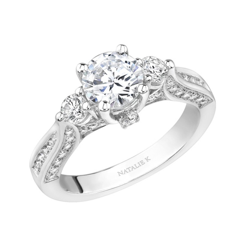 14k White Gold Three Stone Diamond Engagement Ring NK15224-W