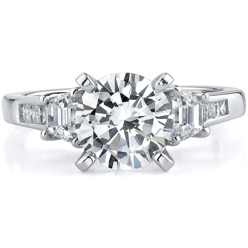 18k White Gold Three Stone Princess Cut Diamond Semi Mount - NK15227-W