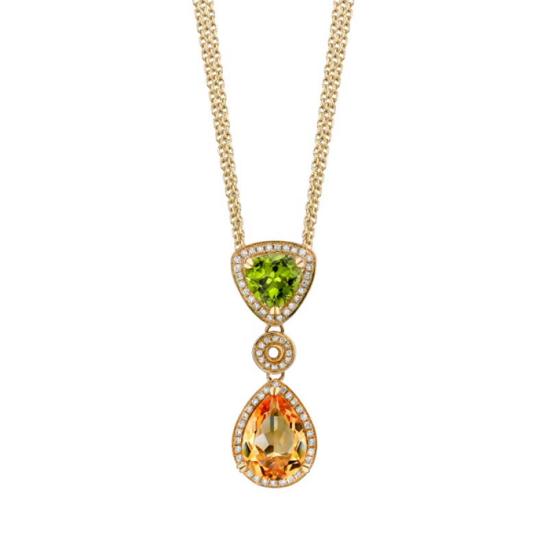 14k Yellow Gold Diamond, Citrine and Peridot Pendant NK16419MC-Y