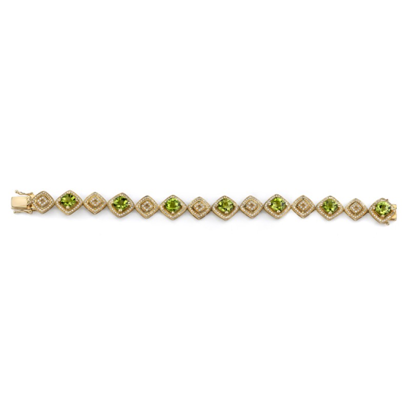 14k Yellow Gold Peridot Diamond Bracelet - NK16830P-Y