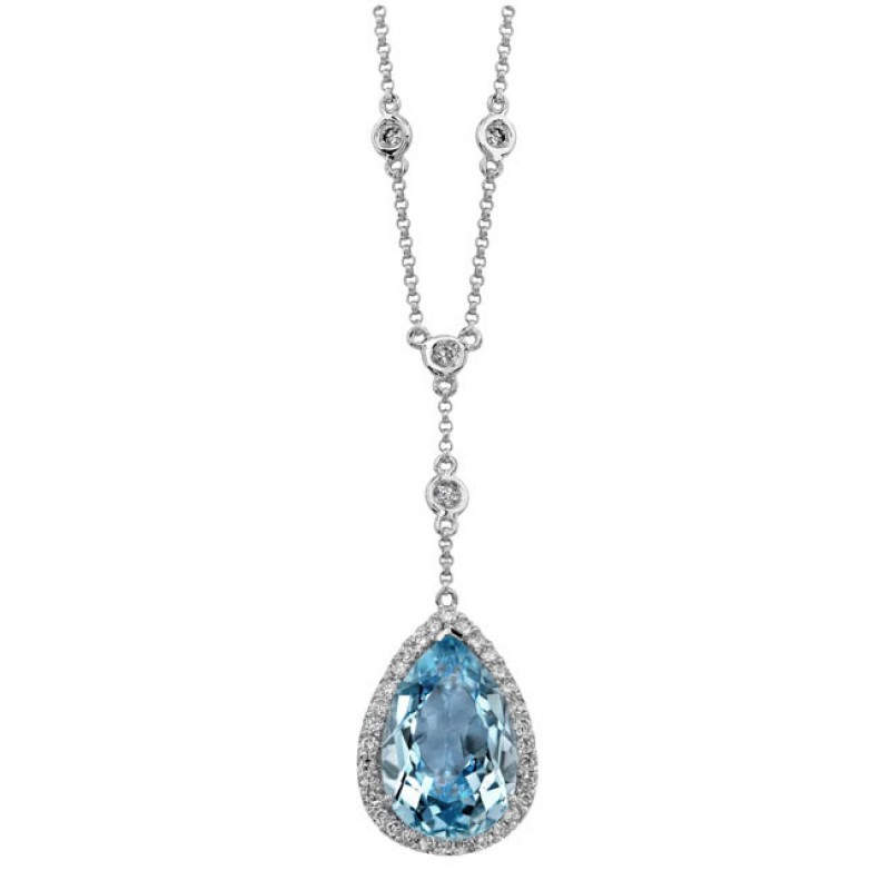 14k White Gold Sky Blue Topaz Diamond Necklace - NK16943BTPZ-W