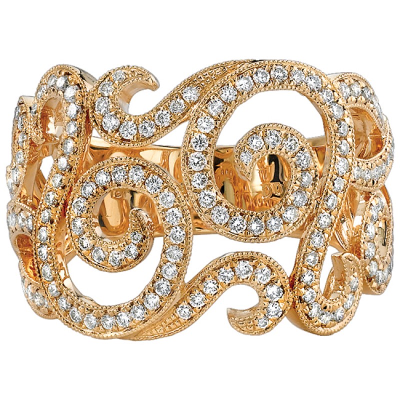18k Yellow Gold Diamond Swirl Fashion Band NK18540-Y