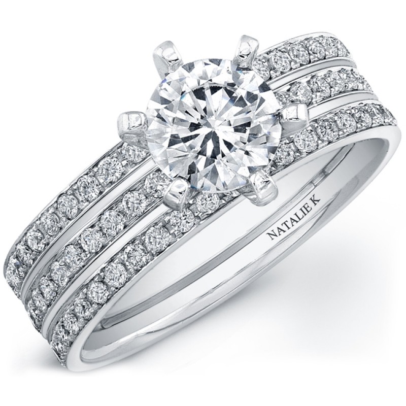 14k White Gold Micro Prong Split Shank Diamond Semi Mount Engagement Ring NK18649-W
