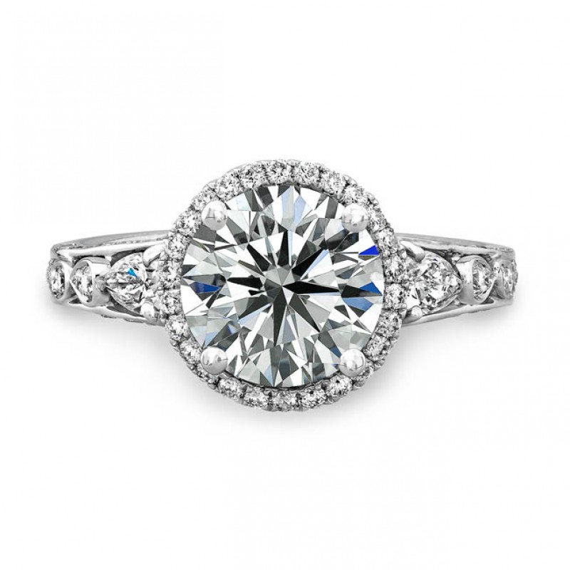 18k White Gold Diamond Halo Engagement Ring NK18802-W