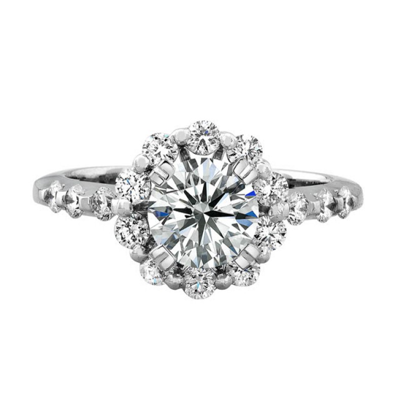 14k White Gold Classic Diamond Halo Engagement Ring NK18960-W