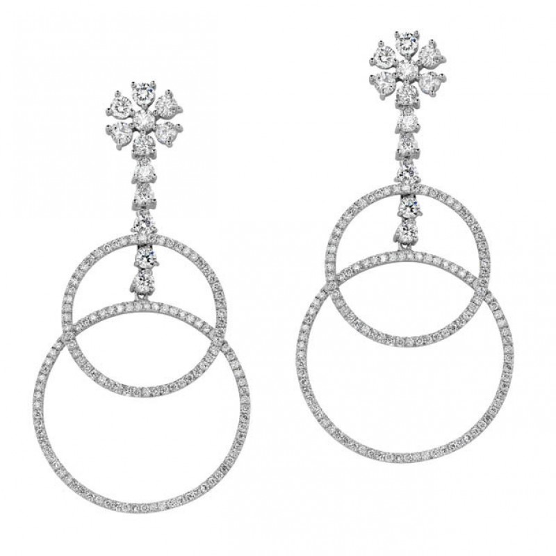 18k White Gold Cascading Hoop Diamond Earrings - NK19130W