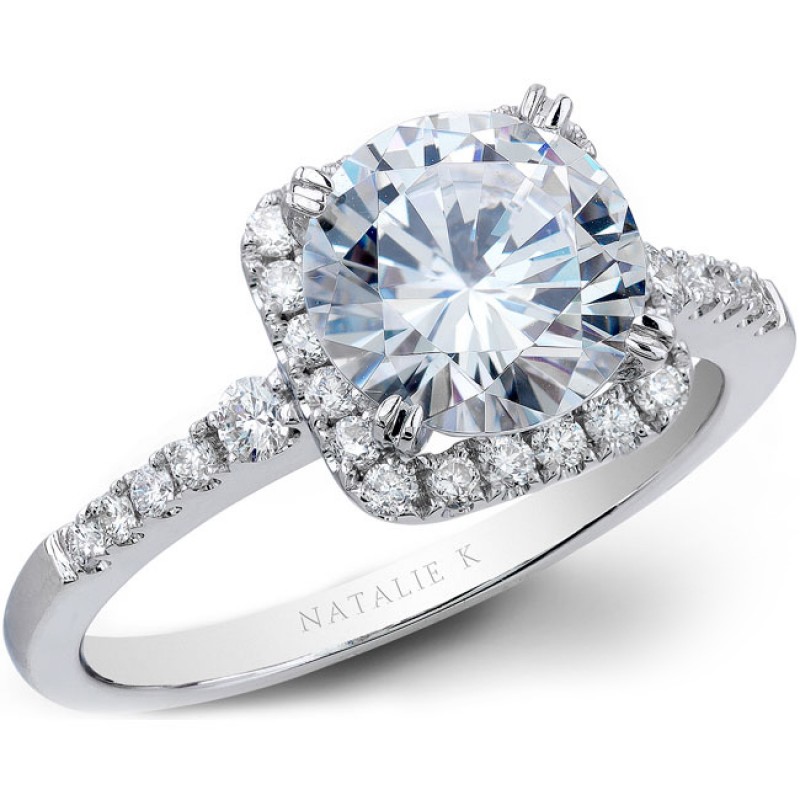 14k White Gold Halo Diamond Semi Mount Engagement Ring - NK19638ENG-W 