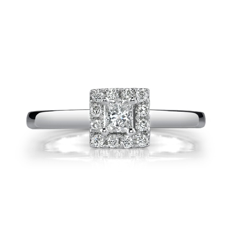 14k White Gold Pave and Bezel Diamond Semi Mount