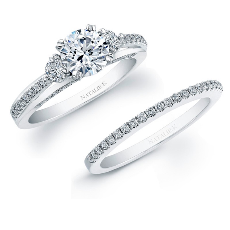 14k White Gold Micro Prong Diamond Bridal Ring Set NK20401WE-W