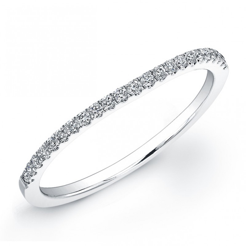 14k White Gold Prong Set  Round Diamond Wedding Band - NK23099WED-W