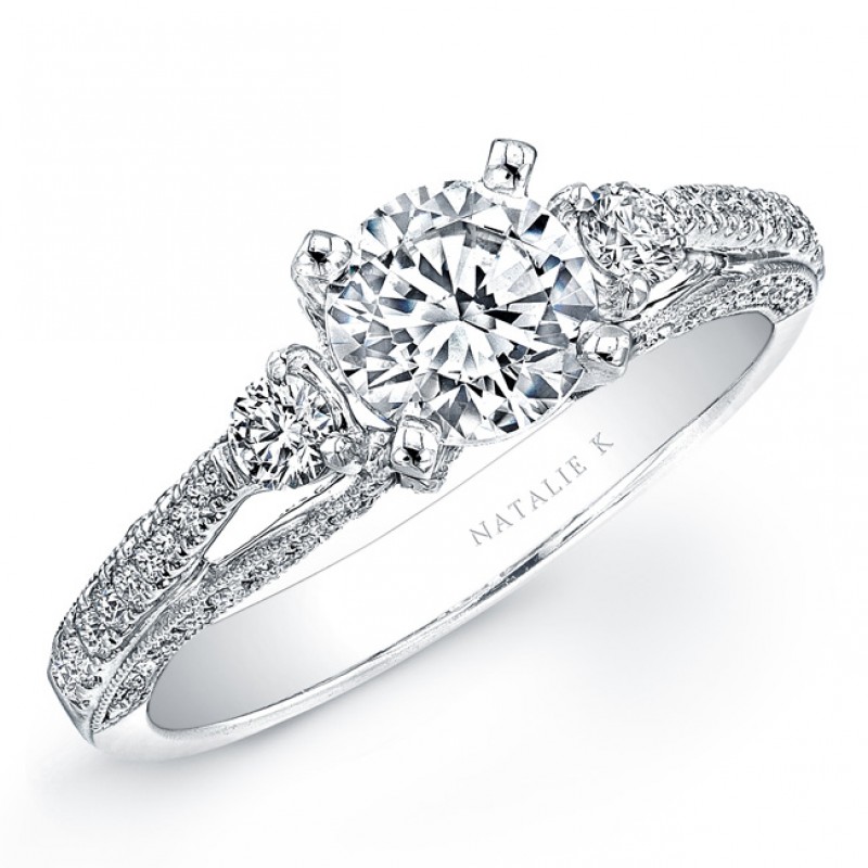 14k White Gold Split Shank Diamond Engagement Ring - NK23099ENG-W
