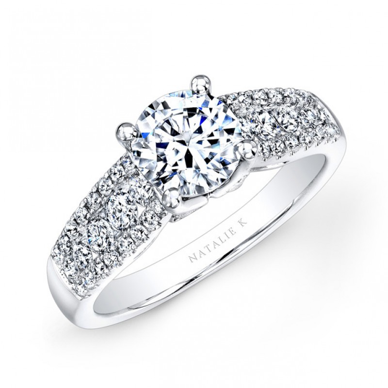 18k White Gold Prong and Channel White Diamond Engagement Ring
