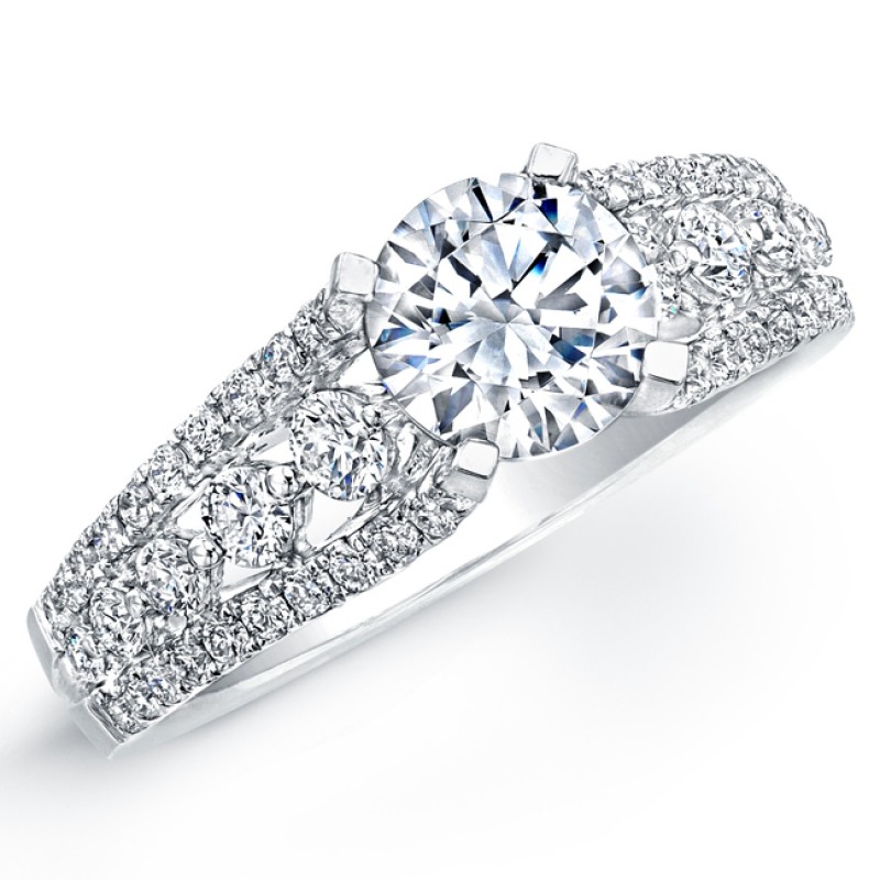 18k White Gold Diamond Prong Engagement Semi Mount Ring