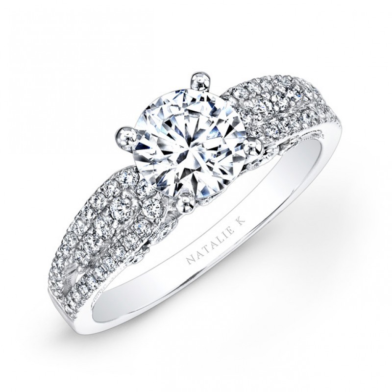 18k White Gold Prong Bezel Set White Diamond Engagement Ring