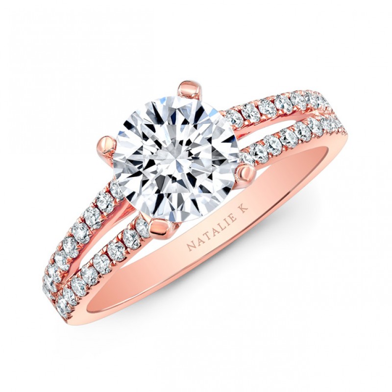 18k Rose Gold Split Shank Diamond Engagement Ring