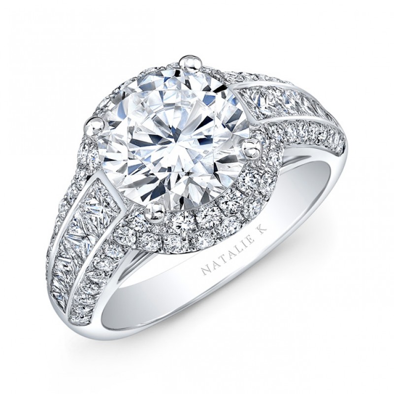 18k White Gold Double Halo Channel Set Diamond Engagement Ring