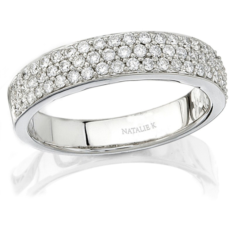 18k White Gold Halo Pave Diamond Wedding Band NK9166WED-W
