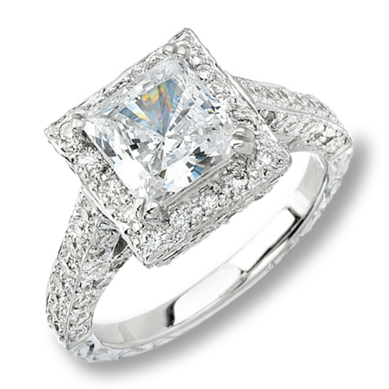 14k White Gold Pave Set Diamond Engagement Semi Mount Ring NK9178-W