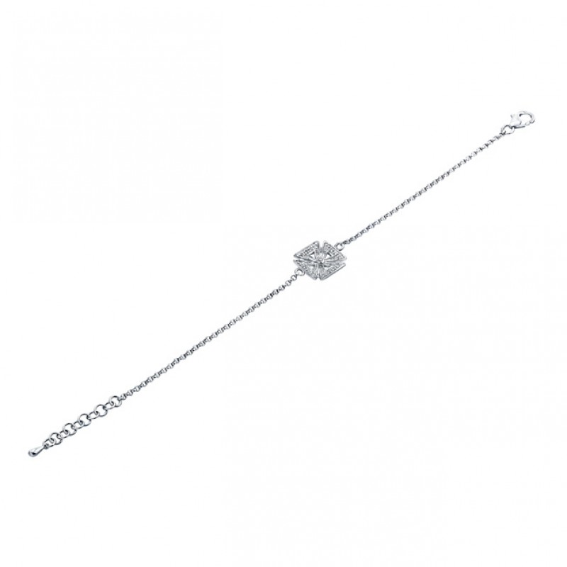 Black Sterling Silver Diamond Cross Chain Pendant