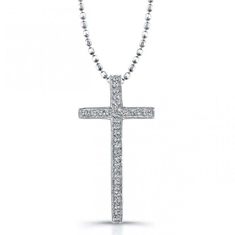 Sterling Silver Diamond Cross Pendant