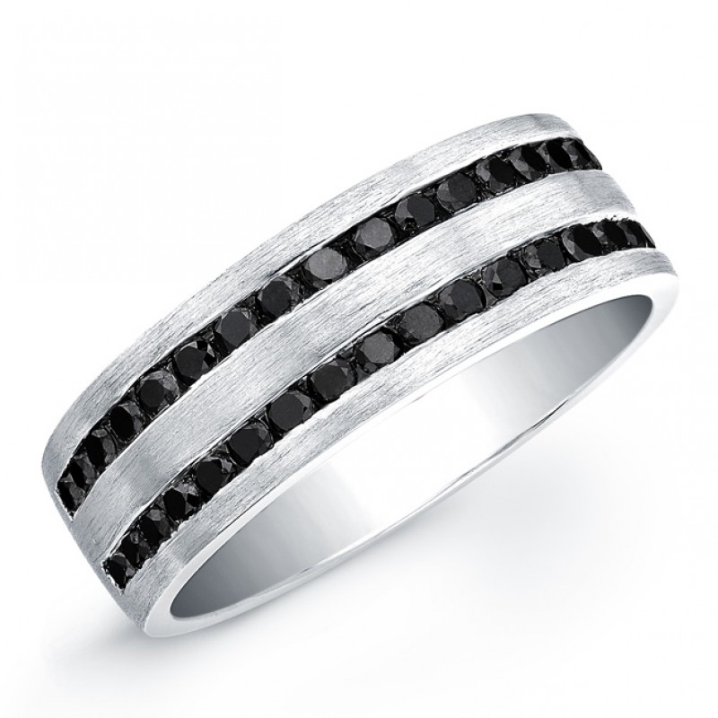 Sterling Silver Black Diamond Mens Band