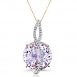 14k Rose Gold Amethyst Diamond Pendant