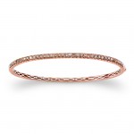 14k Rose Gold Mixed Brown Diamond Bangle Bracelet 